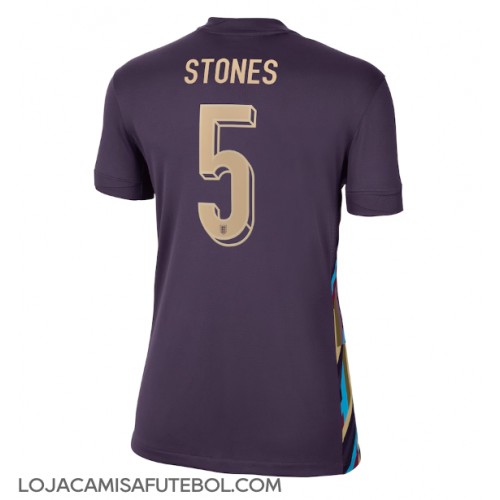 Camisa de Futebol Inglaterra John Stones #5 Equipamento Secundário Mulheres Europeu 2024 Manga Curta